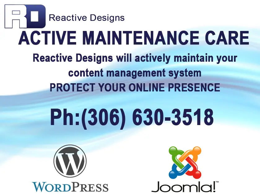 WordPress and Joomla CMS Active Maintenance Care 1 moose jaw web design wordpress joomla maintenance
