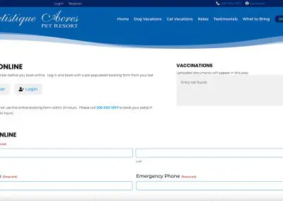 Designing the Perfect Website for Artistique Acres Pet Resort in Moose Jaw 1 Member Form Pre Populated Info Moose Jaw Webdesign Website SK